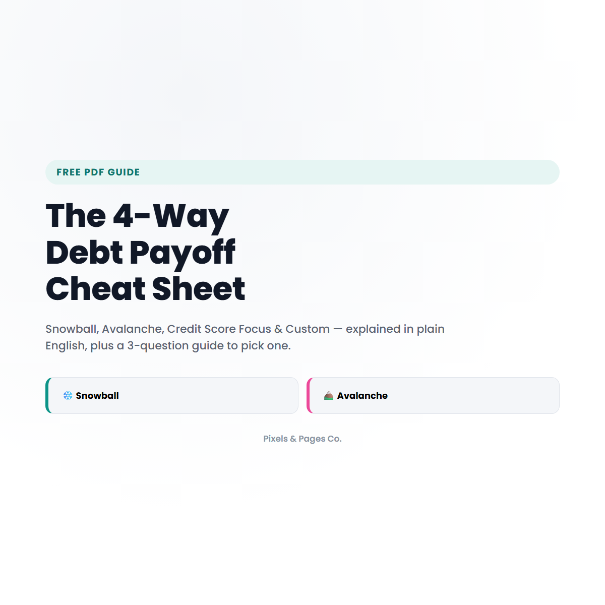 The 4-Way Debt Payoff Cheat Sheet cover